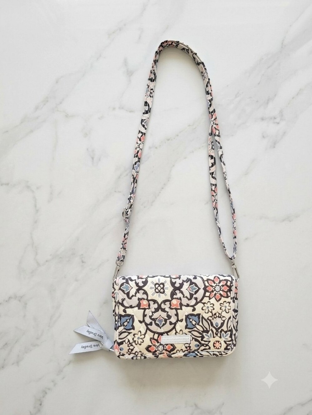 Vera Bradley Double Zipper Lisbon Medallion Crossbody With Removable Strap
